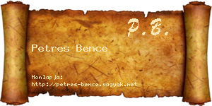 Petres Bence névjegykártya